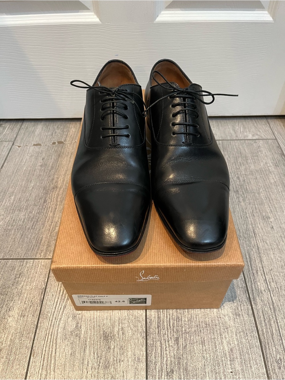 Christian Louboutin Black Leather Cap-Toe Oxford Dress Shoes size 42.5